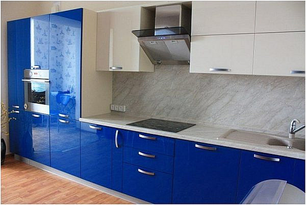 Фото синей кухни эмаль